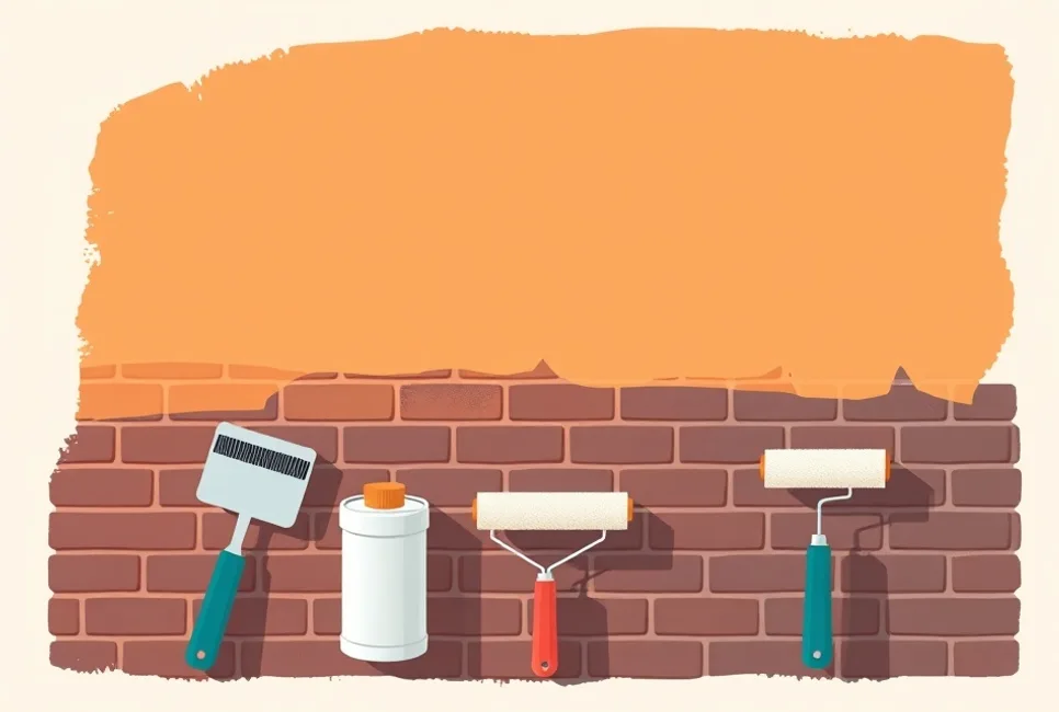 Outils de peinture disposés dans l'ordre des étapes du chantier